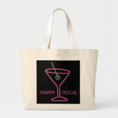 Retro Neon Martini Happy Hour Canvas tas (Voorkant)