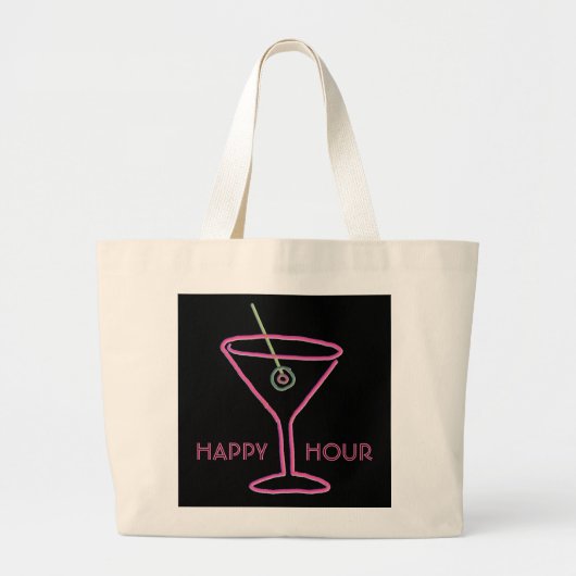 Retro Neon Martini Happy Hour Canvas tas (Voorkant)