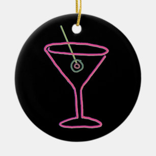 Retro Neon Martini Happy Hour Ornament