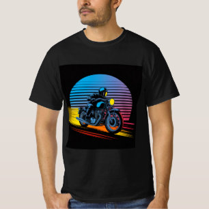 Retro Neon Motorfiets — Cafe Racer Heren T-shirt