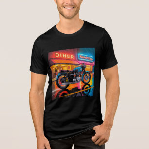 Retro Neon Motorfiets — Cafe Racer Heren Tri-Blend Shirt