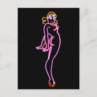 Retro Neon Nude Pin-Up Girl Briefkaart