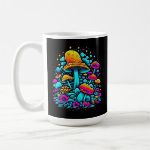 Retro Neon Paddenstoelen en Bloemen Koffiemok