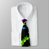 Retro Neon Paint Splatz sur Cravate noire (Attaché)