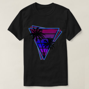 Retro Neon Palmbomen Driehoek T-shirt
