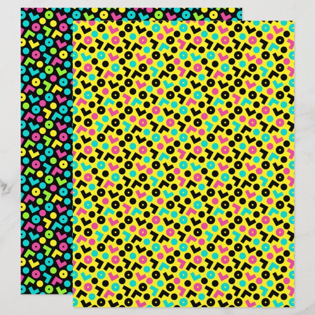 Retro Neon Pattern van 80/90 (Voorkant / Achterkant)
