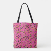 Retro Neon Pink Doodle Pattern van 80 en 90 Draagtas (Achterkant)