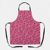 Retro Neon Pink Pattern van 80/90 Schort (Voorkant)