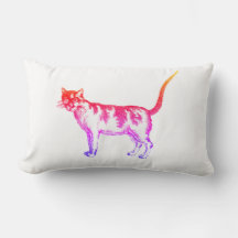 Retro Neon Pop Art Kat Kussen