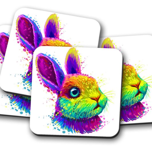 Retro Neon Rabbit Animal | Dessous de verre de lap