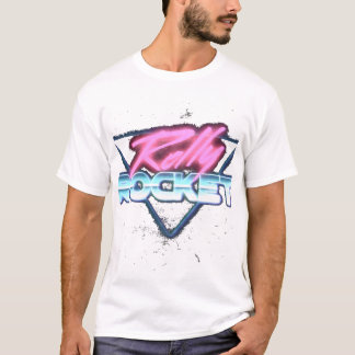 Retro Neon Rally Rocket Design T-shirt