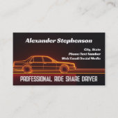 Retro Neon Rijden Lyft Uber Driver Rideshare Visitekaartje (Voorkant)