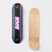 Retro Neon Roze & Blauw Rock Muziek Note Skateboard (Voorkant)