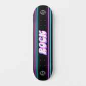 Retro Neon Roze & Blauw Rock Muziek Note Skateboard (Voorkant)