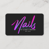 Retro Neon Script Nail Artist Visitekaartje (Voorkant)