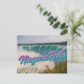 Retro Neon Script Niagara Herfsten Waterval Briefk Briefkaart (Staand voorkant)