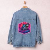 Retro Neon Shark Vaporwave Denim Jacket (Hangar)