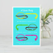 Retro Neon Snorkels Zomer Zwemfeest Kaart (Staand voorkant)