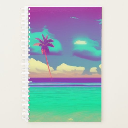 Retro neon strand palmboom planner (Voorkant)