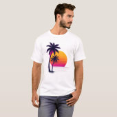 Retro Neon Sunset Palms T-shirt (Voorkant volledig)