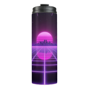 Retro Neon Synthwave Oneindige Raster Thermische T Thermosbeker