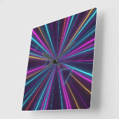 Retro Neon Wall Clock – 80s Futuristic Design Vierkante Klok (Hoek)