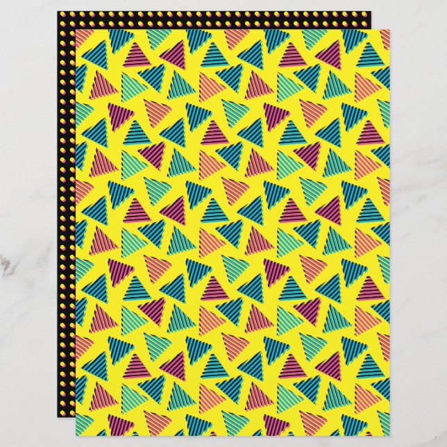 Retro Neon Yellow Black Pattern van 80 en 90 (Voorkant / Achterkant)
