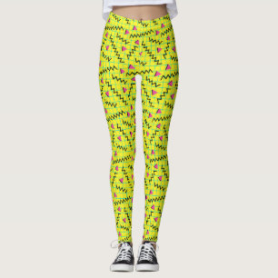 Retro Neon Yellow Doddle Pattern van 80/90 Leggings