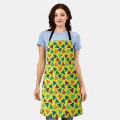 Retro Neon Yellow Triangle Pattern van 80 en 90 Schort (Gedragen)