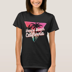 Retro Neon Zonsondergang Palmboom Venice Beach T-shirt