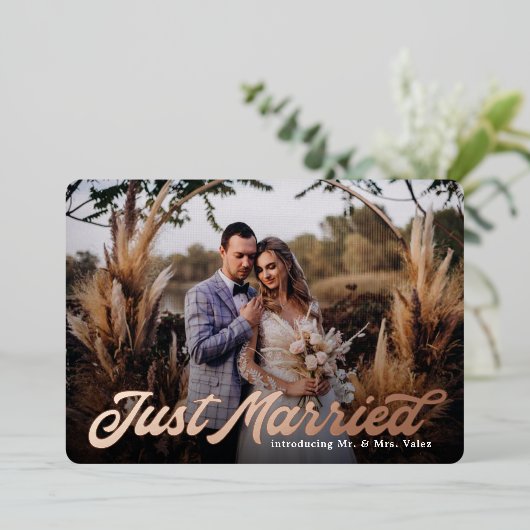 Retro Net Getrouwd Aankondiging Echte Folie Kop (Staand Voorkant)