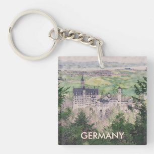 Retro Neuschwanstein kasteel in Duitsland Sleutelhanger