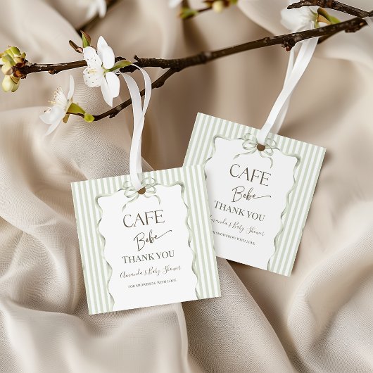 Retro Neutral Bow Cafe Bebe Coffee Baby Shower Bedankjes Labels