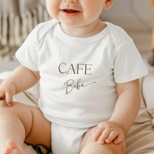 Retro Neutrale Boog Cafe Bebe Koffie Baby Shower Romper