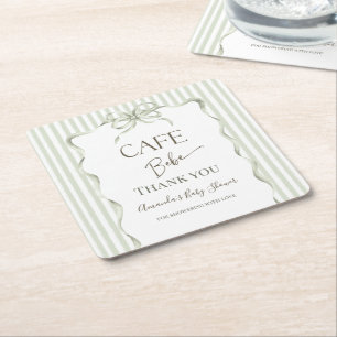 Retro Neutrale Boog Cafe Bebe Koffie Baby Shower Vierkante Kartonnen Onderzetter