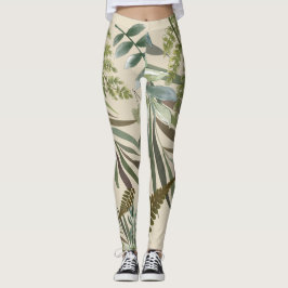 Retro Neutrale Salie Floral Varen Botanisch Blad Leggings