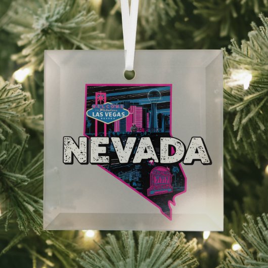 Retro Nevada Silhouette Glas Ornament (Insitu)