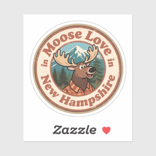 Retro New Hampshire Badge_ Moose met Mountain Sticker (Vel)