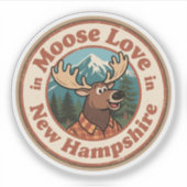 Retro New Hampshire Badge_ Moose met Mountain Sticker (Voorkant)