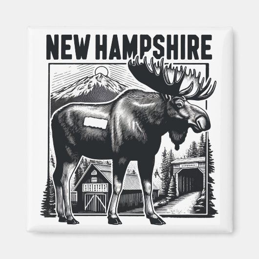Retro New Hampshire Magneet (Voorkant)