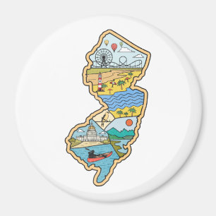 Retro New Jersey Cape May Atlantic City Souvenir Magneet