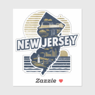 Retro New Jersey State Sticker