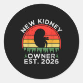 Retro New Kidney Owner Est. 2026 Kidney Transplant Ronde Sticker (Voorkant)