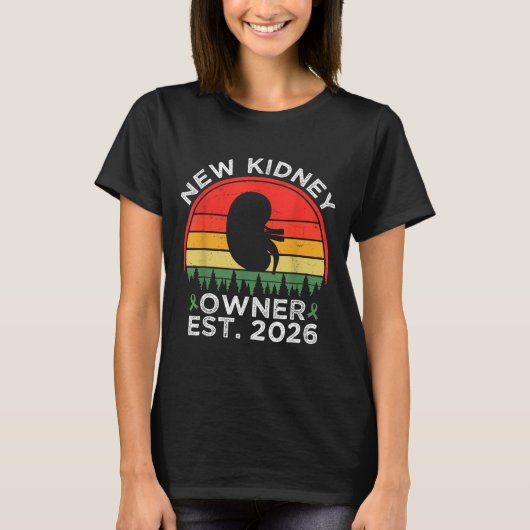 Retro New Kidney Owner Est. 2026 Kidney Transplant T-shirt (Voorkant)