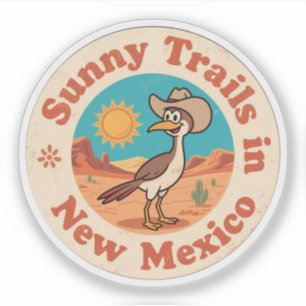 Retro New Mexico-badge_ Weglopende Vogel met Rijze Sticker