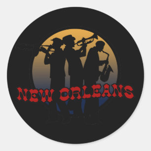 Retro New Orleans Jazz Ronde Sticker