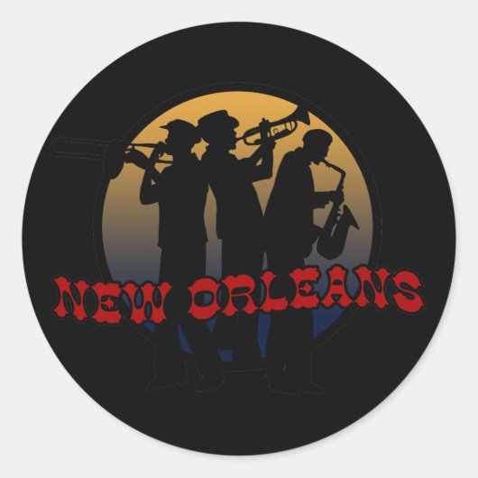 Retro New Orleans Jazz Ronde Sticker (Voorkant)
