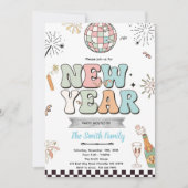 Retro new year party invitation (Devant)