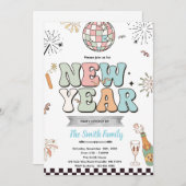Retro new year party invitation (Devant / Derrière)