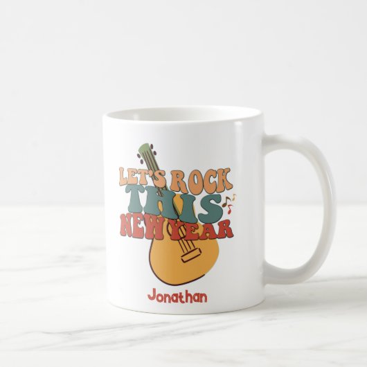Retro New Year Rock Guitare Coffee Mug (Droite)